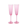 Heart-Shaped Champagne Flute Set - 2 Piece Pink with Gold Trim