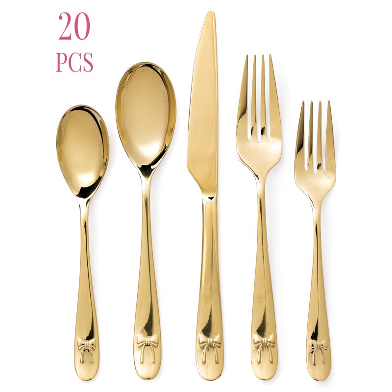 20-Piece Stainless Steel Flatware Set - Gold, Service for 4