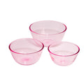 3-Piece Pink Glass Mixing Bowl Set - Microwave & Dishwasher Safe