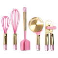 Kitchen Utensils Set - Pink Jewel-Handle Gadgets, 5 Pieces - Silicone