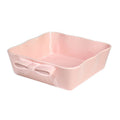Ceramic Square Baking Dish - 8x8, Oven & Microwave Safe, Pink with Bow Handles