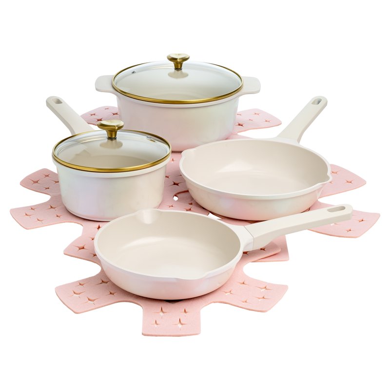 10-Piece Ceramic Non-Stick Cookware Set - Iridescent White