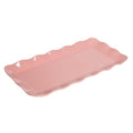 Stoneware Serving Tray Platter - Scalloped Ruffle Rim, Rose Pink, 14.5 x 7-inch