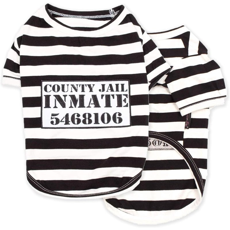 Large Dog Halloween Costume Prisoner Shirt - Comfortable & Detailed