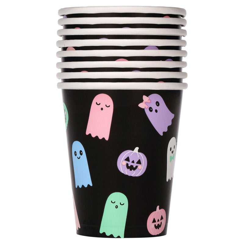 Halloween Ghosts Disposable Paper Cups 9 oz Multicolor 8 Pack