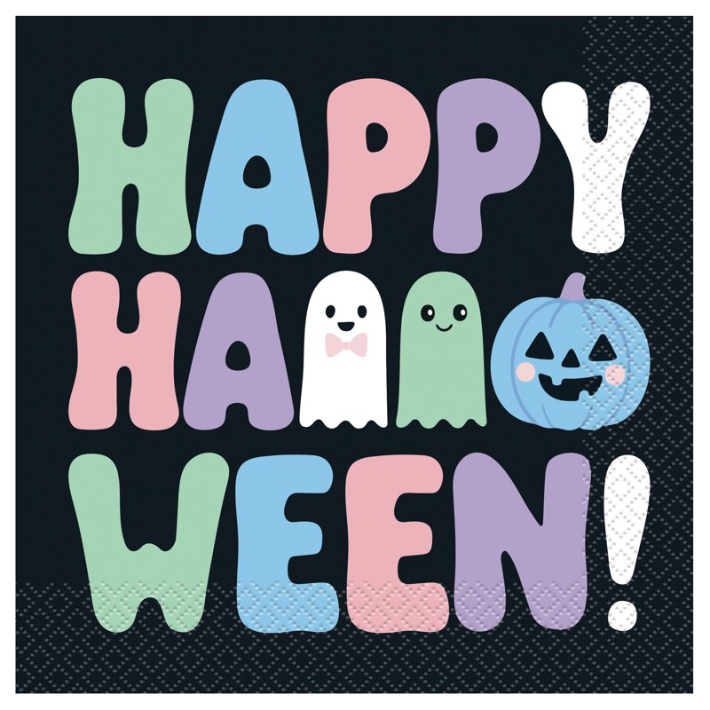 Pastel Ghosts Halloween Lunch Napkins - 45 Count, 6.5-inch Disposable Tableware