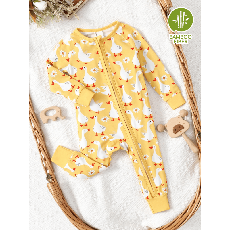 Cute Duck Baby Pajamas Set 9-12 Months - Snug Fit Bamboo Viscose Sleepwear