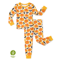 Toddler Halloween Pajama Set - Snug Fit Pumpkin Bat Long Sleeve Top & Pants 4T Orange