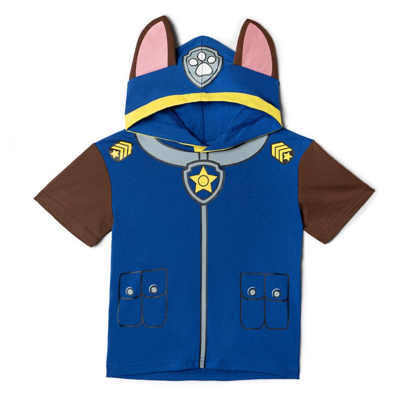 Paw Patrol Kids Hooded T-Shirt Chase Royal Blue - Cosplay Costume Tee with 3D Ears
