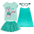 Turquoise Paw Patrol Everest Girls Cosplay Costume Set 5T - T-Shirt Mesh Skirt Cape Mask