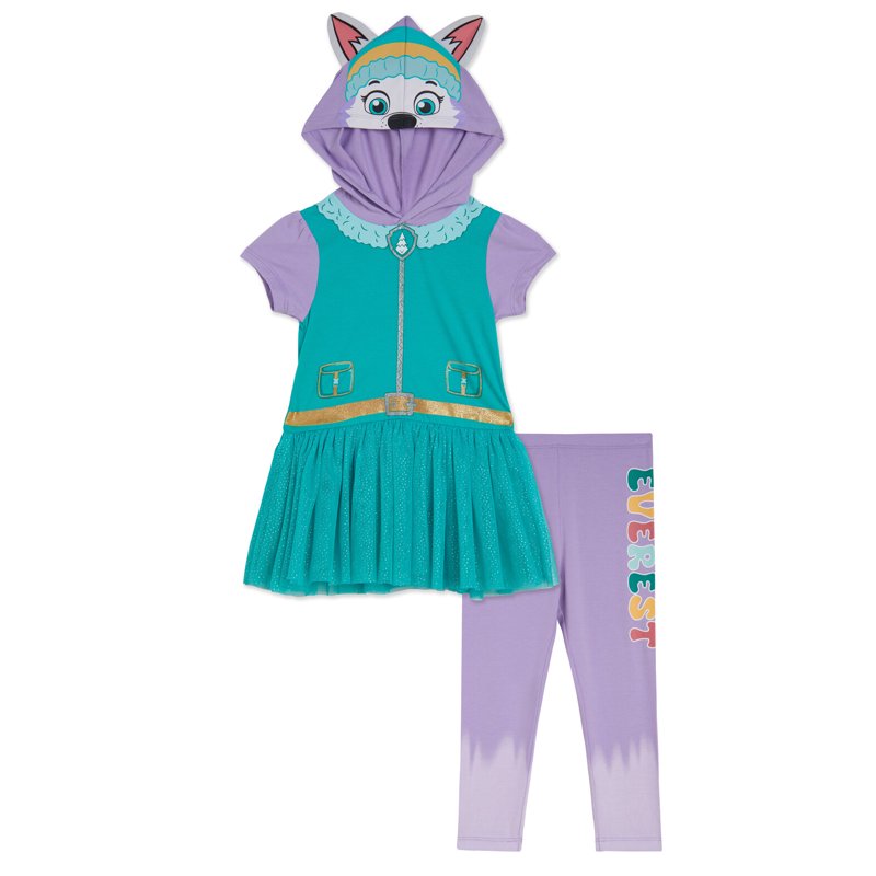 Toddler Teal Paw Patrol Everest Cosplay Dress & Leggings Set 3T - Kids Outfit