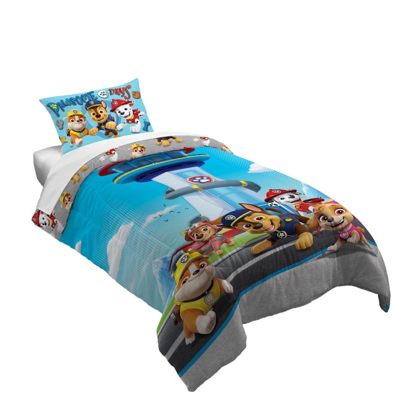PAW Patrol Kids Reversible Comforter and Pillowcase Set - Twin/Full Size, Soft Microfiber, Vibrant Colors