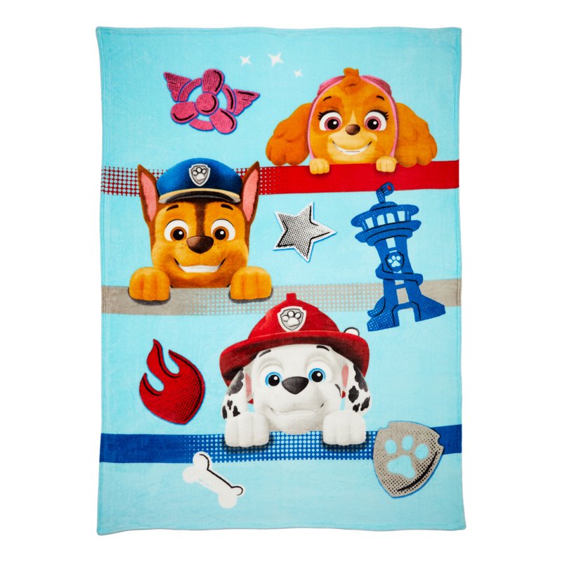 Kids Paw Patrol Plush Fleece Bed Blanket Twin Full Size - Adventure Bay Design