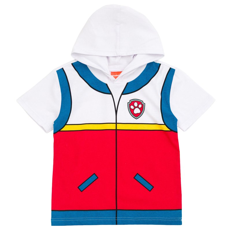 Kids Paw Patrol Cosplay Hooded T-Shirt Ryder Red White - Adventure Bay Costume