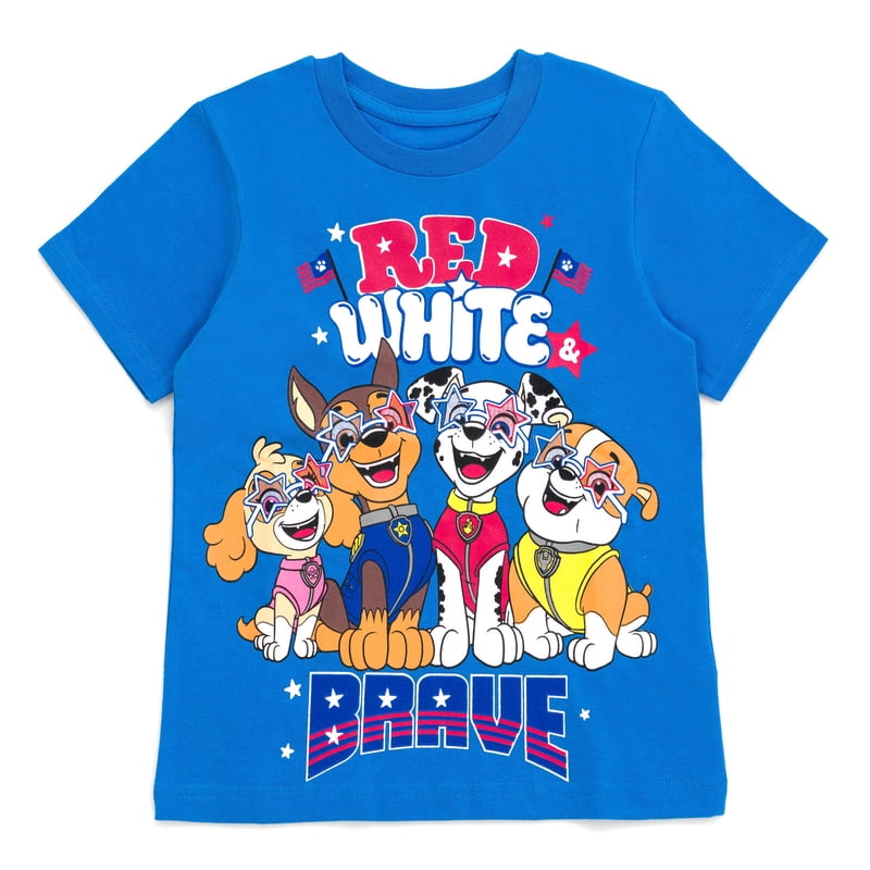Toddler Paw Patrol T-Shirt Skye Chase Marshall July 4th Blue 5T