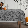 Halloween Gray Spider Web Tablecloth - 60x120 Inch Holiday Dining Cover - PBOBRIICH
