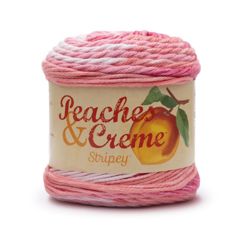 Cotton Yarn for Knitting - Peaches & Creme Stripey Ener Pink, 71g, Medium