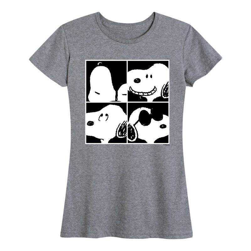 Women's Short Sleeve Peanuts Snoopy Faces Graphic T-Shirt Heather Grey 3X