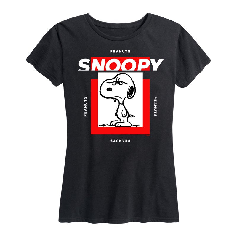 Peanuts Snoopy Women's Short Sleeve Graphic T-Shirt Mood Black 3X