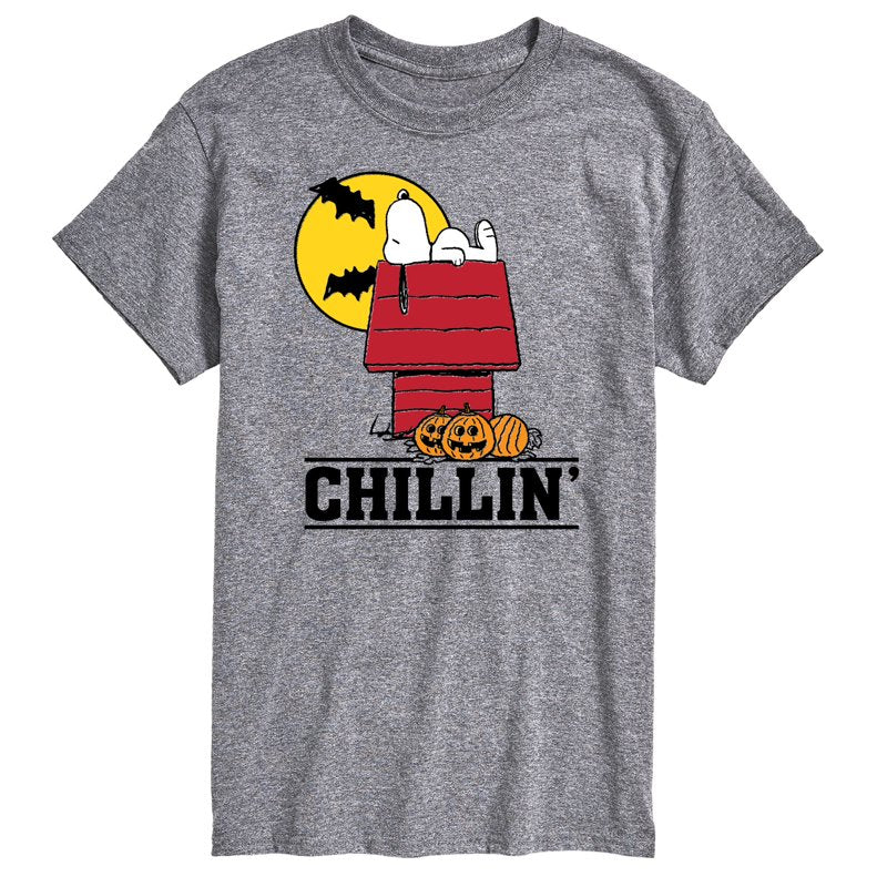 Athletic Heather Snoopy Halloween House Chillin' T-Shirt - Size L
