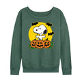 Heather Juniper Peanuts Snoopy Pumpkin Patch Women's Lightweight French Terry Long Sleeve Shirt - 4X