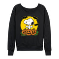 Peanuts Snoopy Pumpkin Patch Women's Light French Terry Long Sleeve Shirt Black 3X