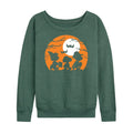 Peanuts Trick Or Treat Silhouettes Women's Lightweight French Terry Long Sleeve Shirt - Heather Juniper 4X
