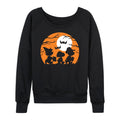 Peanuts Trick Or Treat Silhouettes Lightweight French Terry Long Sleeve Shirt - Black 4X
