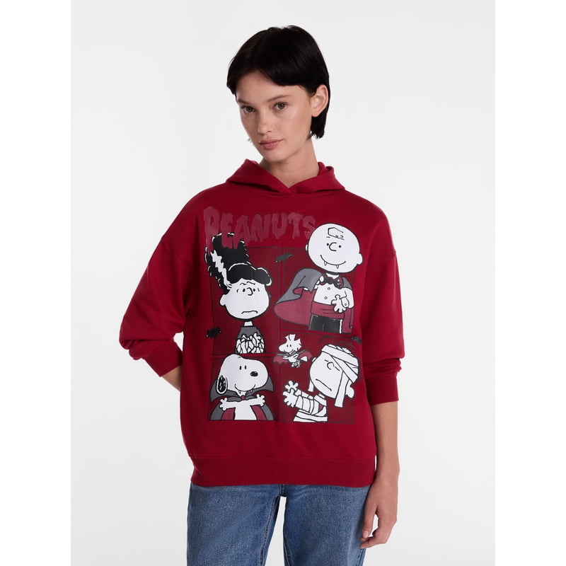 Peanuts Women's Halloween Graphic Fleece Hoodie Merlot S - Cozy Costume Layer