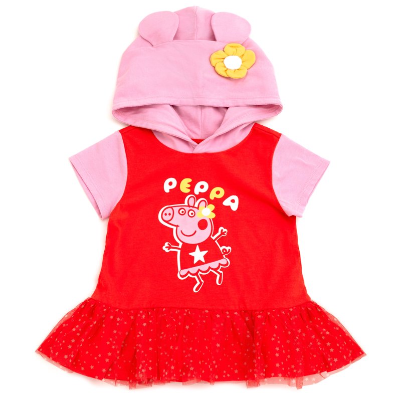 Peppa Pig Hooded Cosplay T-Shirt for Toddlers & Kids - Red Pink 5