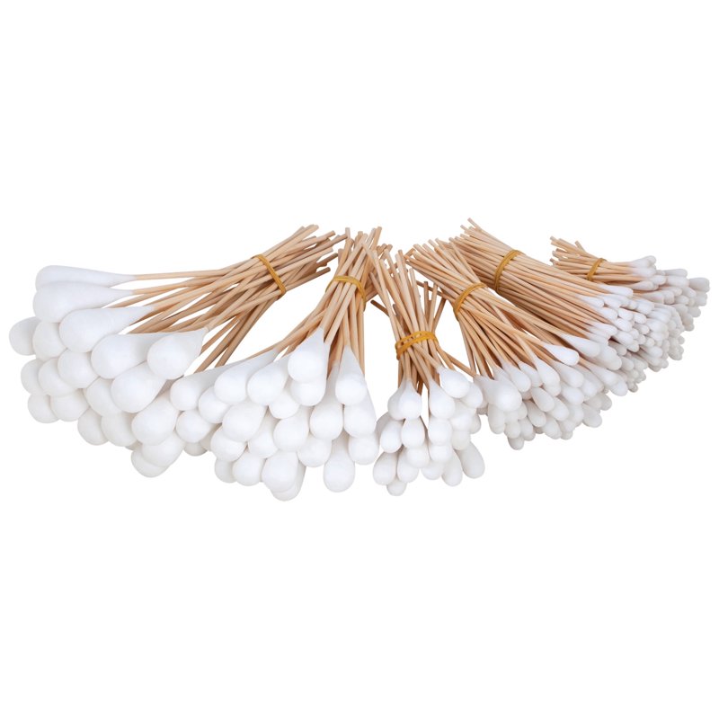 Cotton Cleaning Swabs Set - Low Lint, Flexible Bamboo Handles