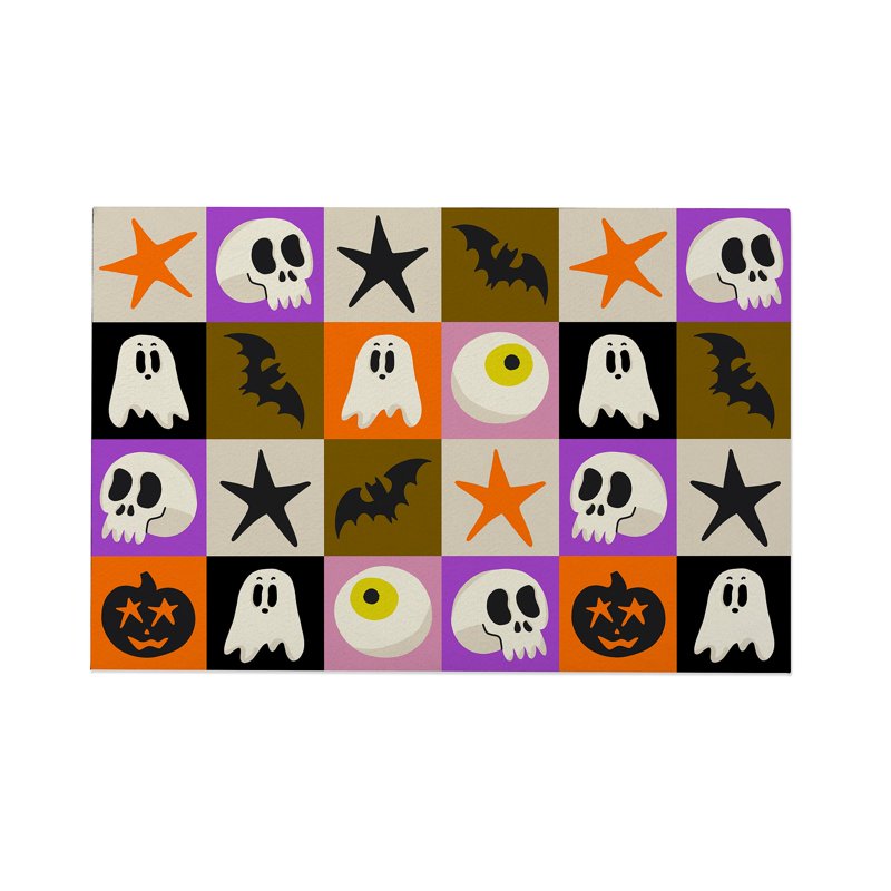Personalization Mall Halloween Doormat 20x35 - Ghost Bat Pumpkin Welcome