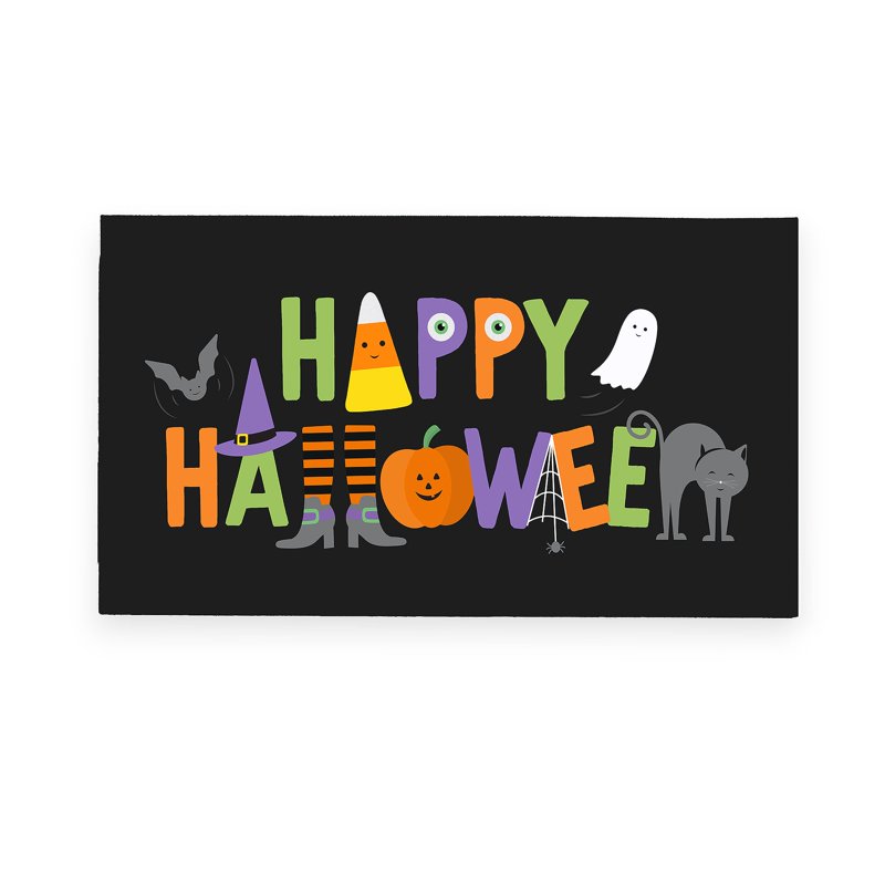 Personalization Mall Happy Halloween Doormat - 20 x 35 Inches - Festive Entryway Decor