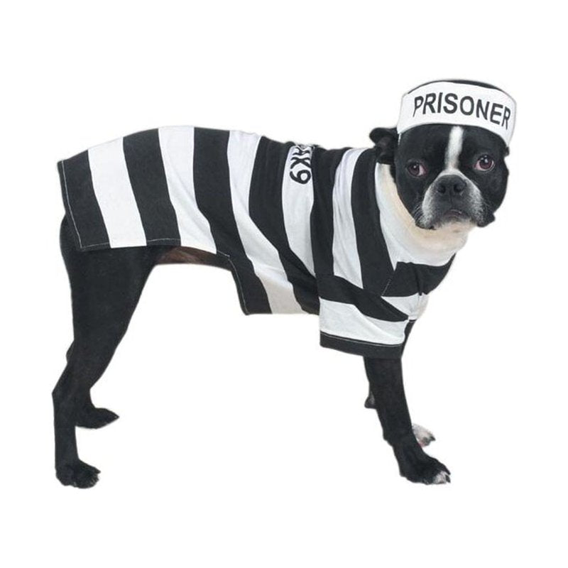 Pet Prisoner Costume for Dogs Small - Black and White Striped Dog Outfit, Trick-or-Treat & Halloween Costume