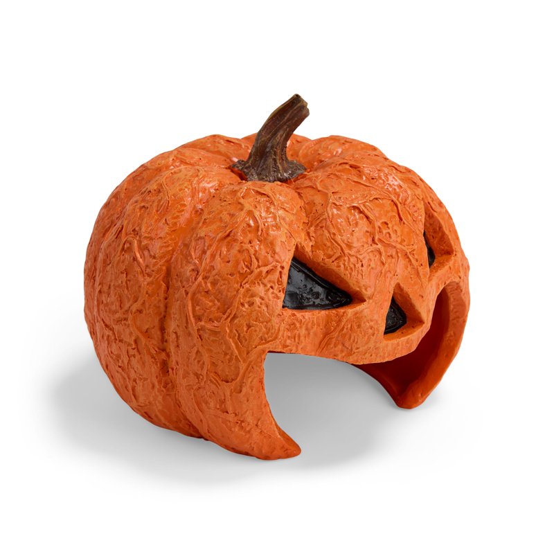 Halloween Jack-o-Lantern Reptile Habitat Hideaway - Large Orange Pumpkin