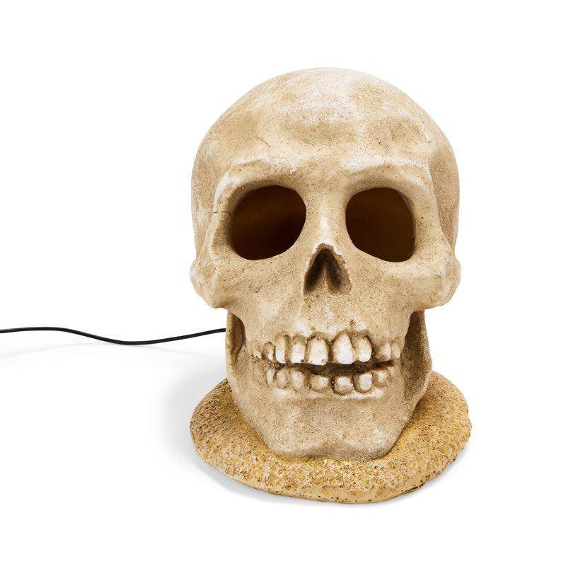 Large Halloween LED Skull Aquarium Decor - White Ghoulish Pet Habitat Light