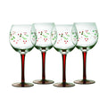 Handpainted Winterberry Wine Goblet Set - 13 oz, Set of 4