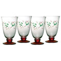 Winterberry Water Goblet - 14 oz Clear Glass with Green & Red Accents