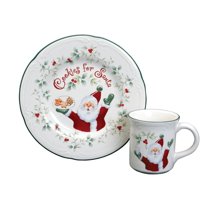 Cookies and Milk for Santa Plate and Mug Set - Winterberry Design