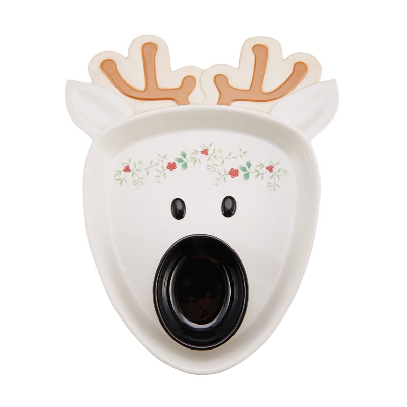 Winterberry Reindeer Chip and Dip Serving Tray - Festive Design