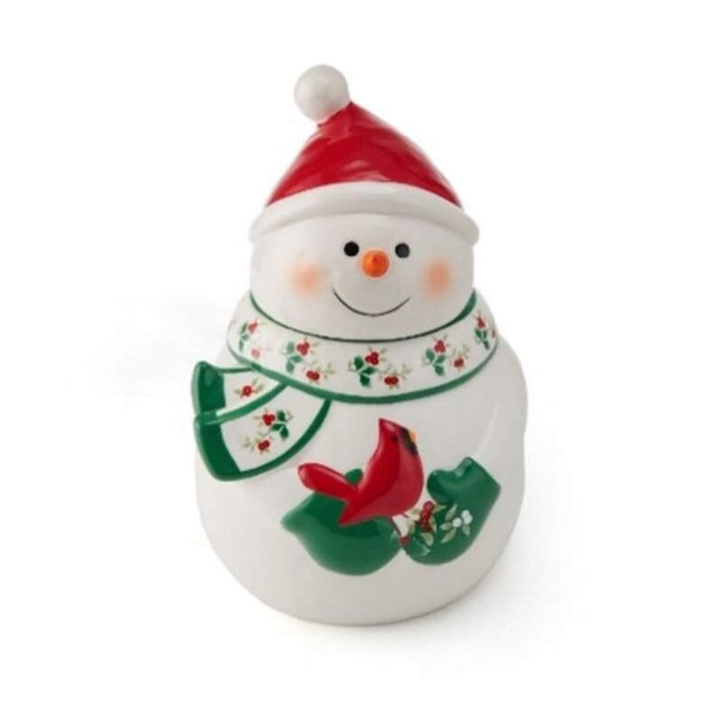 Winterberry Snowman Cookie Jar - 10 Inch Dolomite Design