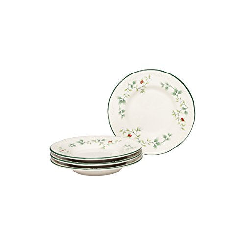 Winterberry Appetizer Plates Set of 4 - 6 Inch White Stoneware