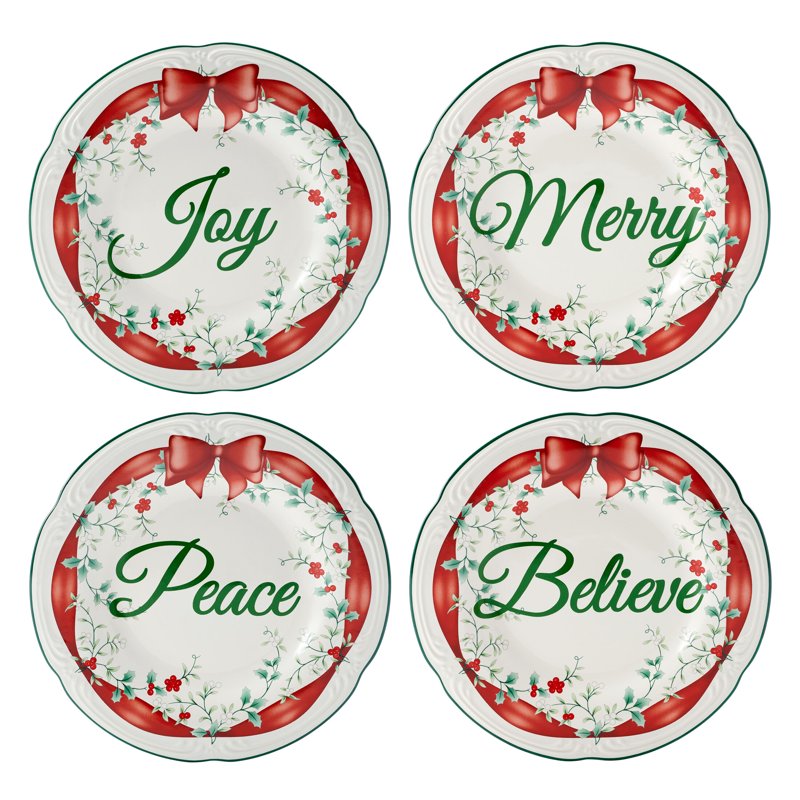 Winterberry Salad Plate Set - Set of 4 Stoneware Plates