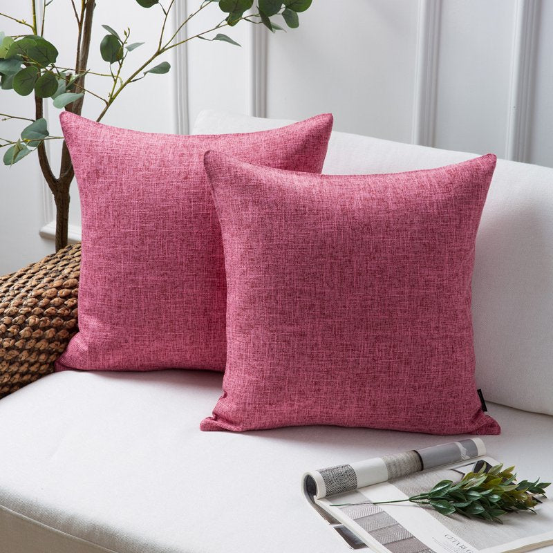 18x18 Pink Farmhouse Rustic Throw Pillow Set of 2 - Textured Polyester Decor