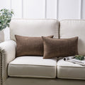 Farmhouse Style Brown Textured Polyester Throw Pillow Set of 2 - 12x20 Inches