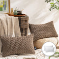 20x12 Inch Brown Chevron Velvet Throw Pillow Cover & Insert - Modern Home Decor