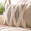 Boho Woven Cross Tufted Throw Pillow Cover - 18x18, Gray & Beige, Geometry Variation