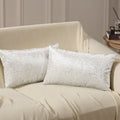 12x20 Inch Decorative Throw Pillows - White Silver Gilded Velvet Set of 2
