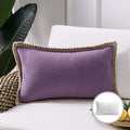 Purple Farmhouse Burlap Linen Throw Pillow 12x20 with Tailored Edges - BINLIS
