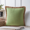 Green Linen Tassel Trimmed Farmhouse Throw Pillow 18x18 with Insert - 1 Pack